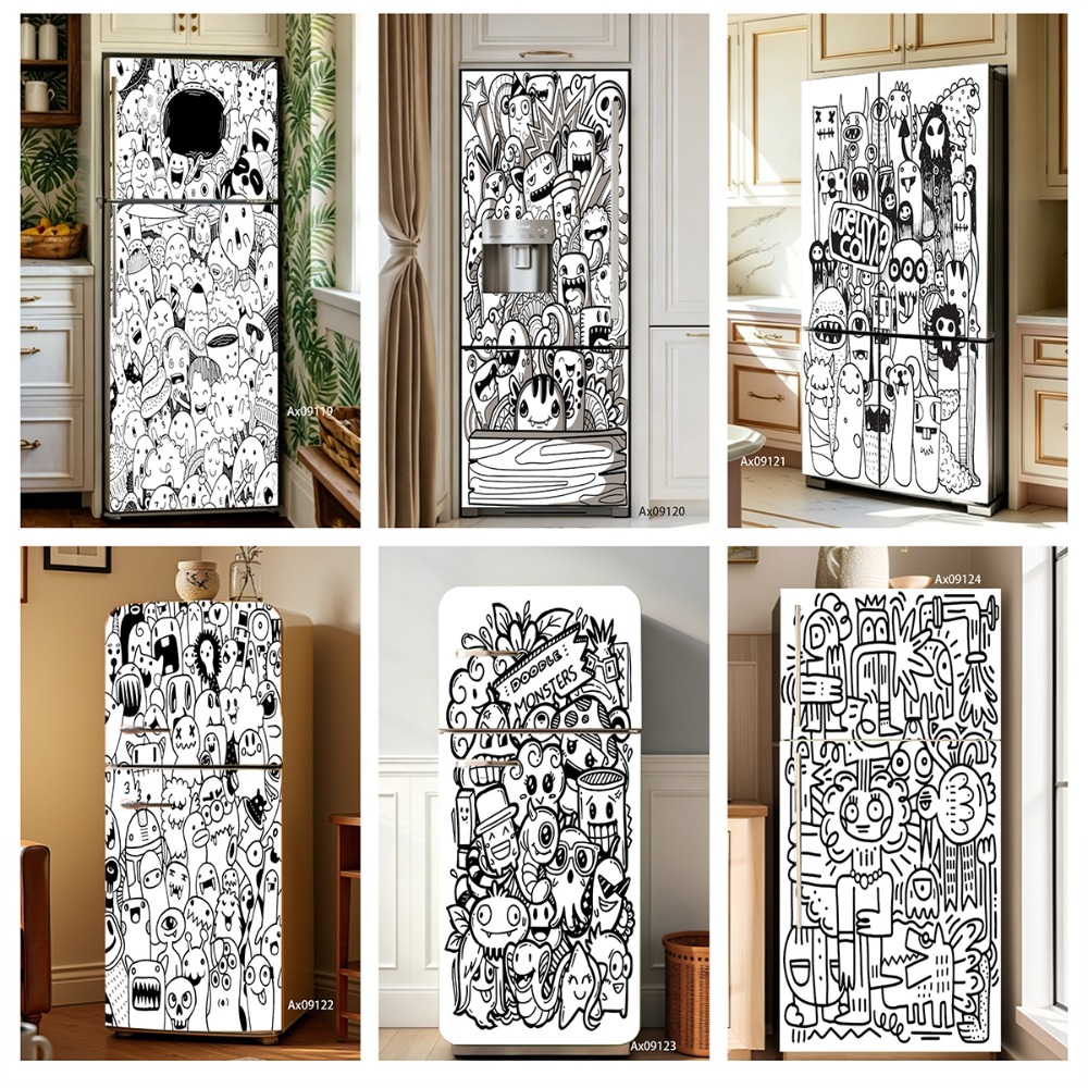 Black‑White Line Art Doodle Mo - Full Cover Adhesive review and price