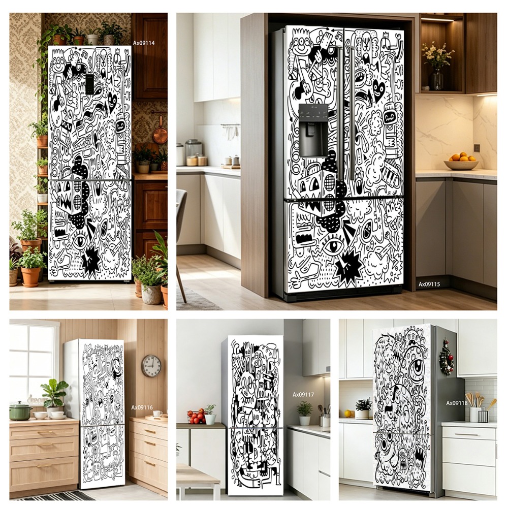 Black‑White Line Art Doodle Mo - Full Cover Adhesive review and price