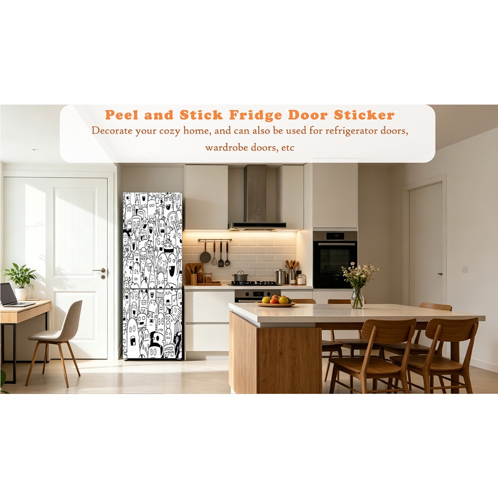 Black‑White Line Art Doodle Mo - Full Cover Adhesive review and price