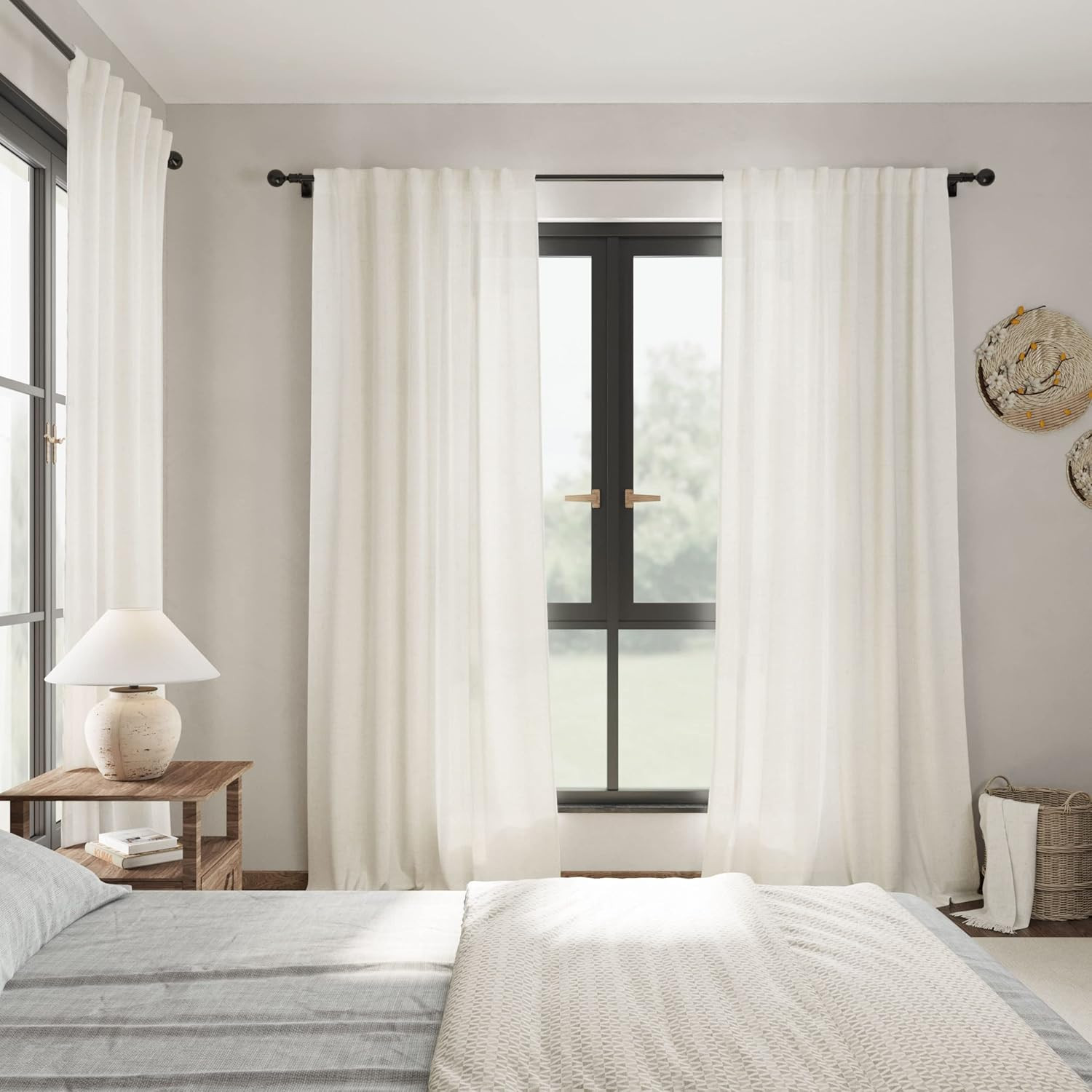 Cream Linen Back Tab Curtains  - Privacy Filter 2Pack review and price