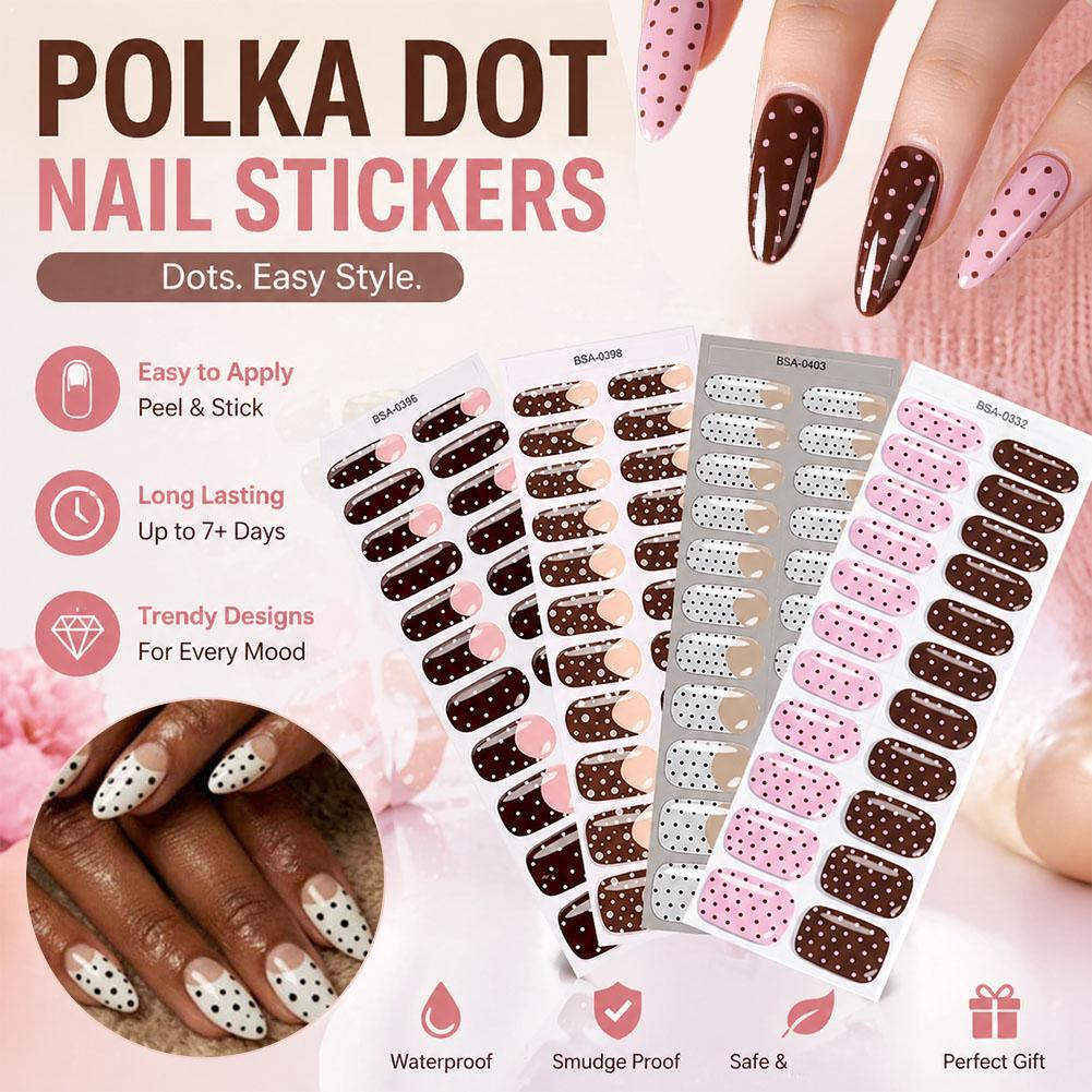 Polka Dot Gel Nail Strips Full - Full Cover Adhesive review and price